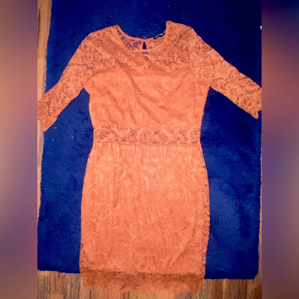 Large Orange Lace Fashion Nova Dress